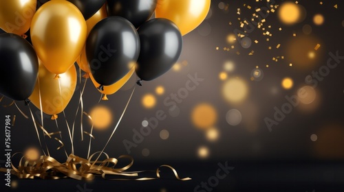 black and yellow holiday colored balloons