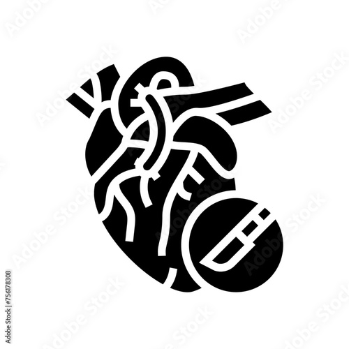 heart bypass surgery glyph icon vector. heart bypass surgery sign. isolated symbol illustration