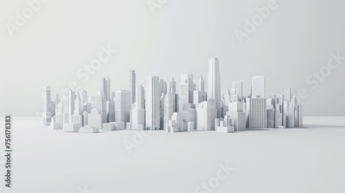 Elegant minimal 3D city render © momoland