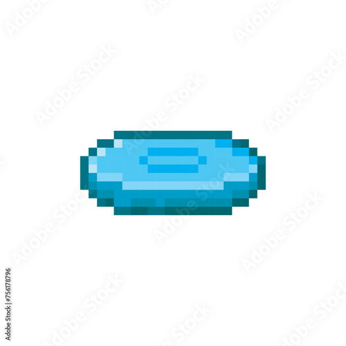 blue frisbee disc, pixel art sport
