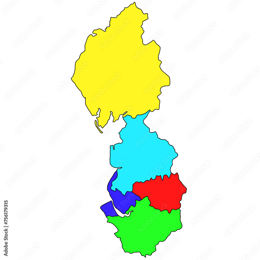 colour map of North West England is a region of England, with borders of the ceremonial counties and different colour. colour map of North West England is a region of England, with borders of the ceremonial counties and different colour.