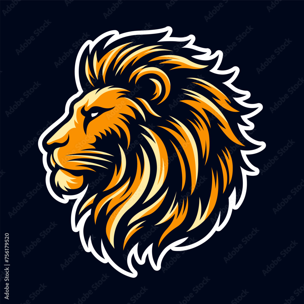 Wild Lion Head Side View Logo Design Sports Mascot