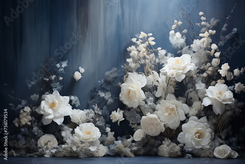 Maternity backdrop, wedding backdrop, photography background with delicate flowers.