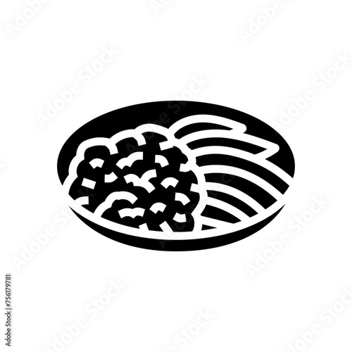 mango sticky rice thai cuisine glyph icon vector. mango sticky rice thai cuisine sign. isolated symbol illustration