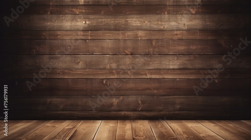 Natural wood pattern Empty wooden room Inside the vintage room