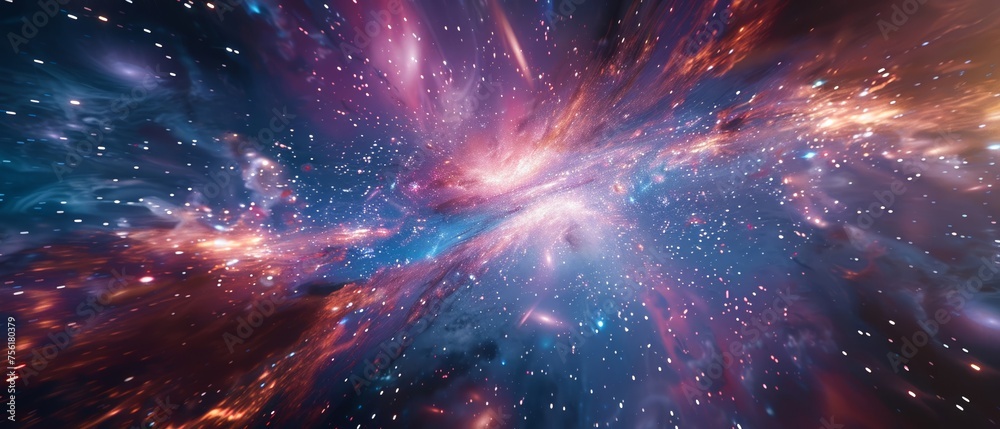 Fototapeta premium Picture a celestial data center symbolizing unlimited storage and computational possibilities surrounded by endless galaxies