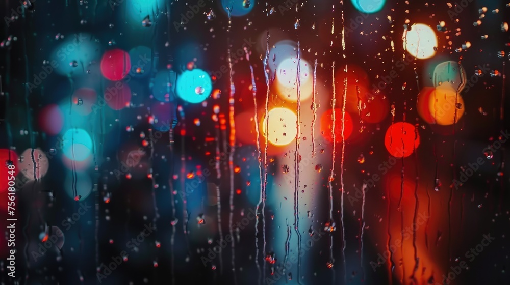 Obraz premium Mesmerizing multicolor bokeh with a cascade of raining light and blurry lights. Ai Generated