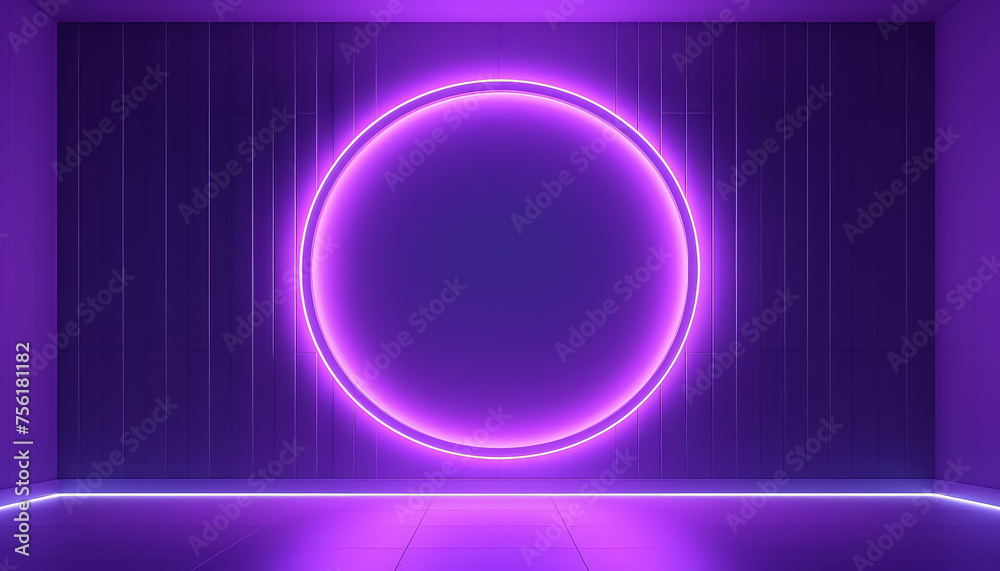 A purple circle is lit up in a room