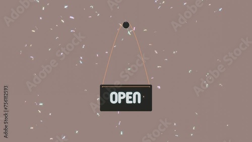 Animation of an open and close sign, representing the concept of sale time.