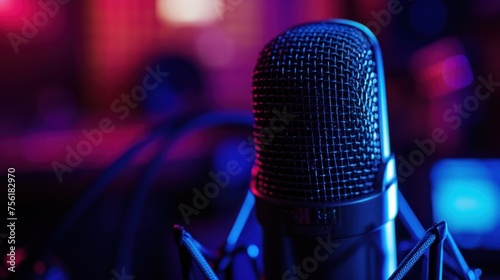 Studio microphone capture clarity sound at studio recording