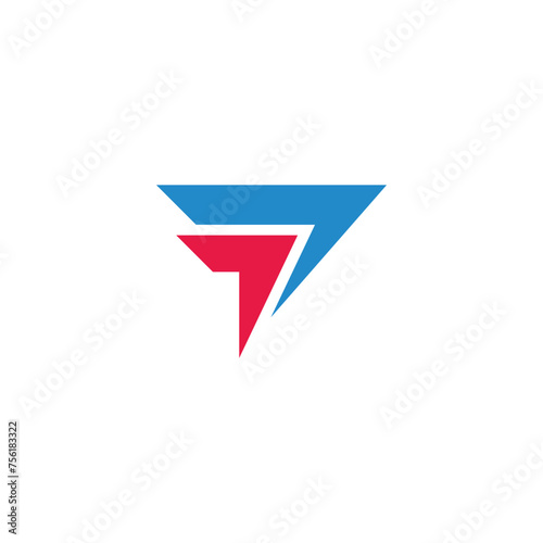 fast letter t  colorful geometric arrows logo vector photo