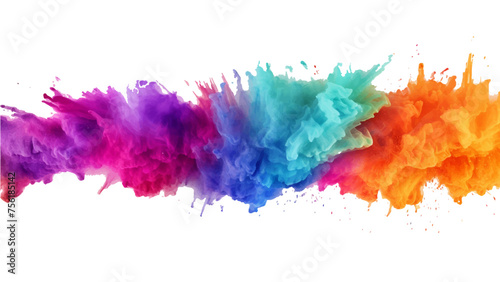 colorful vibrant rainbow Holi paint color powder explosion with bright colors isolated white background.	