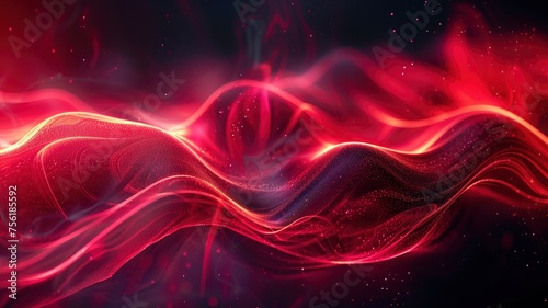 abstract background liquid wave  red neon  gradient sharp focus. - generative ai