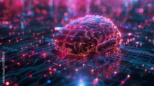 Neural circuit and electronic cyber brain in a quantum computing system, artificial intelligence technology, biotechnology and machine learning concept