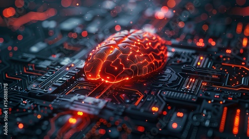 Neural circuit and electronic cyber brain in a quantum computing system, artificial intelligence technology, biotechnology and machine learning concept