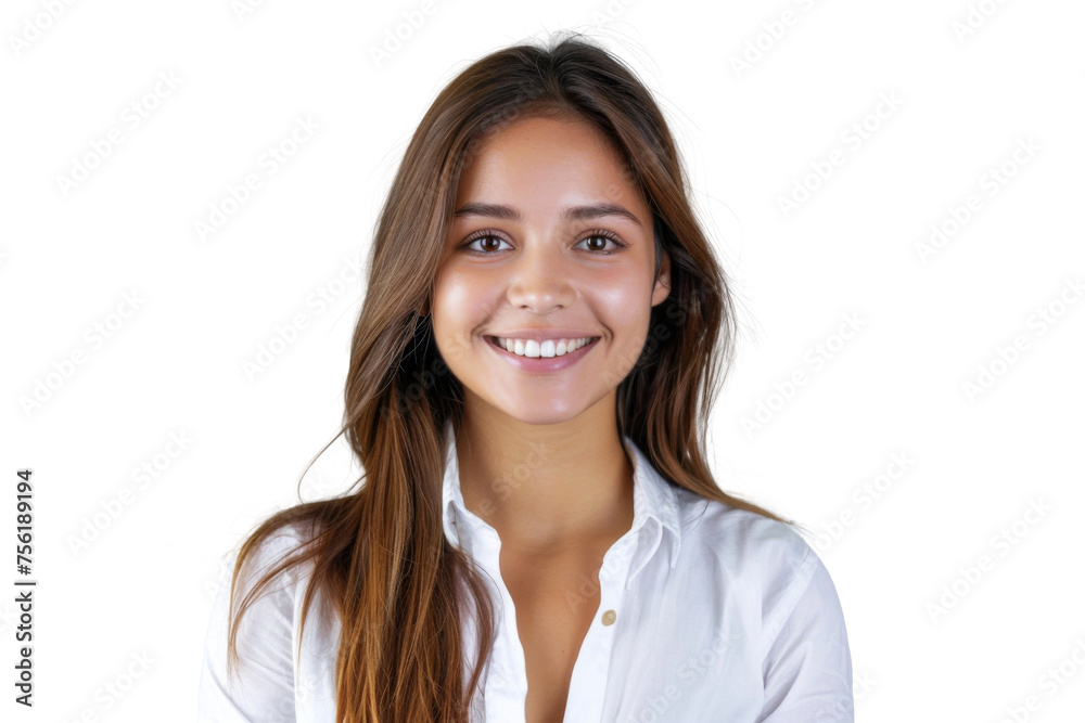 Studio portrait of a beautiful young woman with an attractive smile wearing casual outfits looking at camera, isolated on transparent png background. Studio portrait of a beautiful young woman with an attractive smile wearing casual outfits looking at camera, isolated on transparent png background.