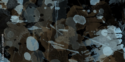 Natural granite with different pebbles in black and gray shades of color is called Nero Marinade. Close up textured of stone background. Elegant marble aesthetics. Old grunge textures with scratch.