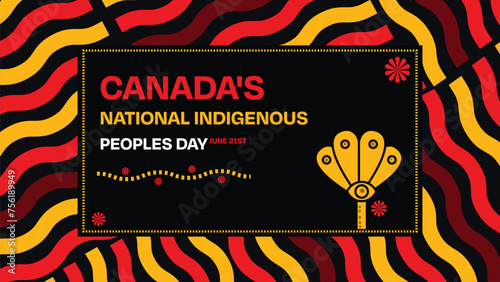 Canada's National Indigenous Peoples Day colorful wallpaper with typography and shapes. June 21st is celebrated as Indigenous peoples day in Canada, backdrop design
