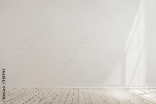 White blank concrete wall mockup with a wooden floor photo