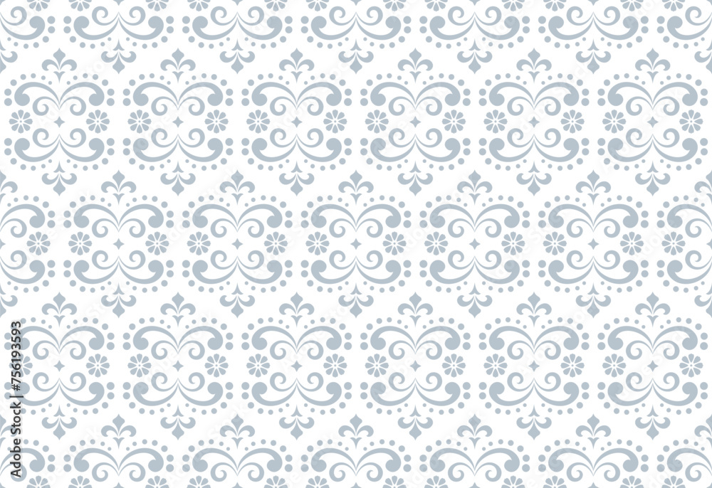 Flower geometric pattern. Seamless vector background. Gray and white ornament.