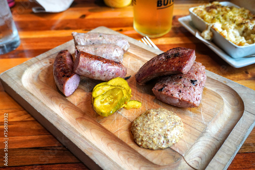 grilled sausage with mustard