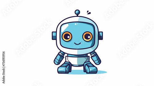 Cartoon robot icon over white background colorful de © Nobel