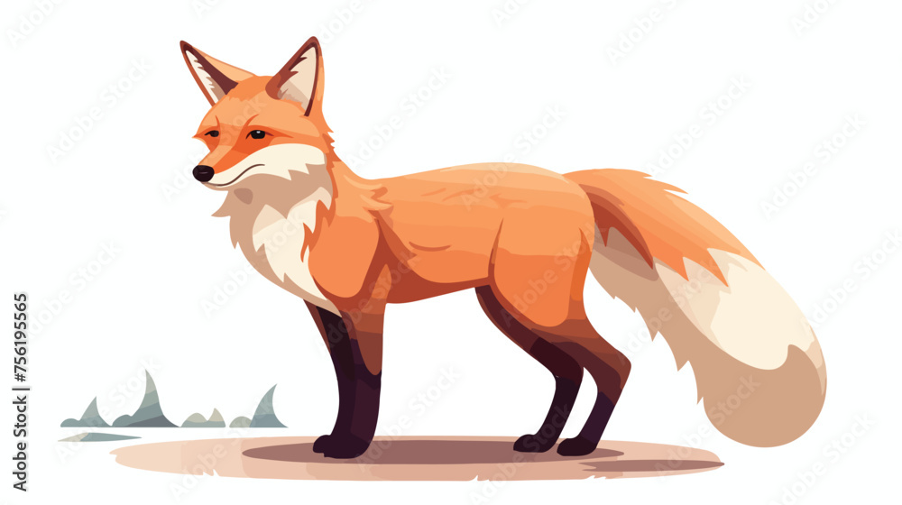 Clever cartoon fox flat vector isolated on white background