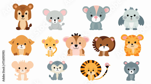 Collection of cartoon animal characters for learning