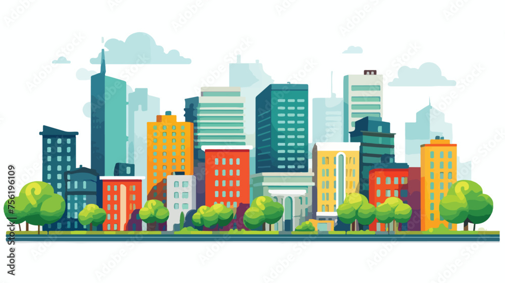 Colorful city flat design illustration Can be used f