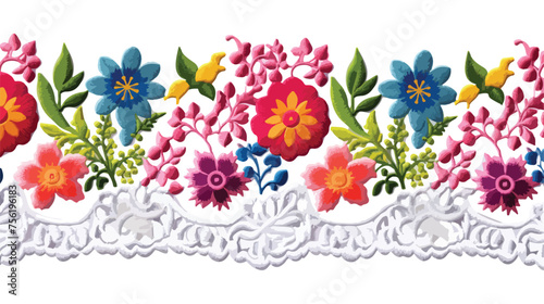 Colorful seamless lace border embroidery design for photo