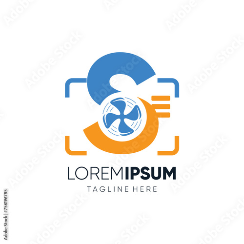 Letter S Outdoor Air Conditioner Fan Logo Design Vector Icon Graphic Emblem Illustration