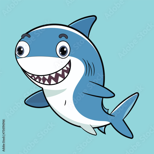 Cute shark fish cartoon character