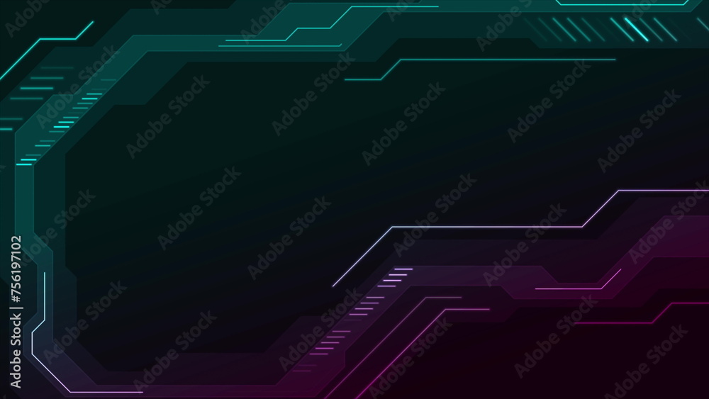 Abstract neon technology background with circuit board lines