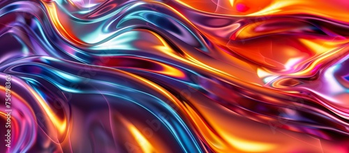 Vibrant abstract background with pattern of swirling colors in purple, blue, and orange. Flowing colorful waves.