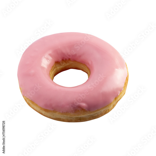 Sweet strawberry donuts isolated on a transparent background