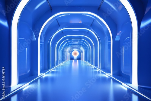 the realistic abstract tunnel with light at end