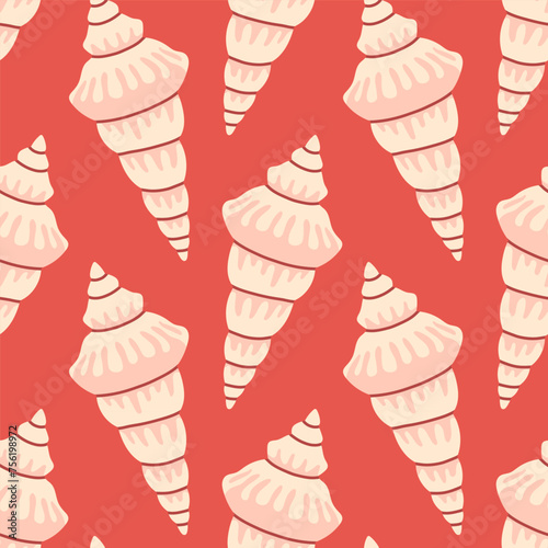 Sea shells seamless pattern. Trendy pattern of seashells for wrapping paper, wallpaper, stickers, notebook cover. © spirka.art