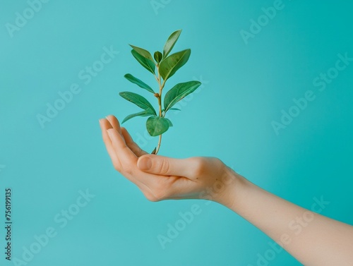 Eco--arfriendly gift person giving a small plant