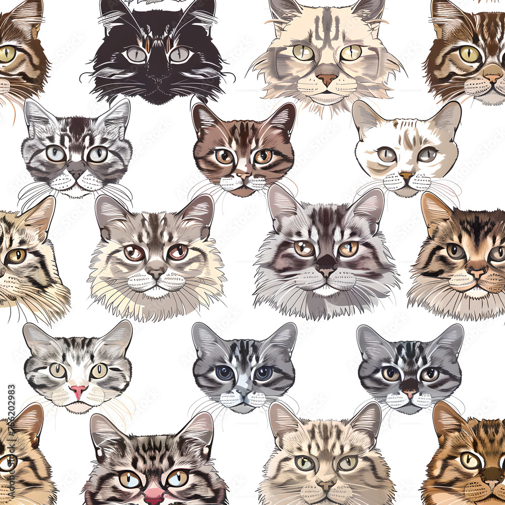 Contemporary Feline Collage with Pastel Palette, Generative AI