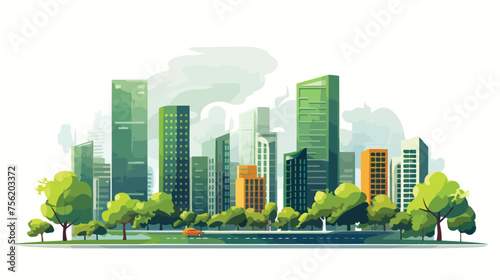 Flat design modern illustration icon of urban landsc