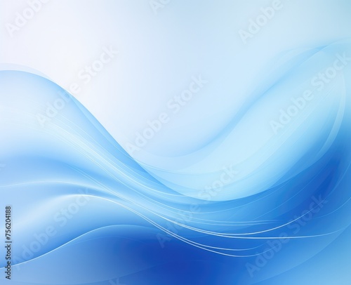 Blue background vector presentation design template with abstract curved lines and soft light