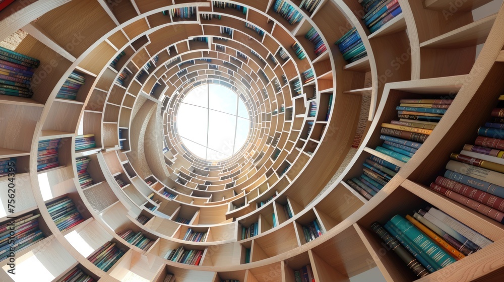 Obraz premium Library of books with beautiful shapes. Generate AI image