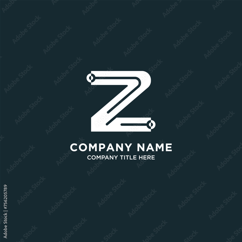Business company letter z logo design with circuit technology concept Business company letter z logo design with circuit technology concept