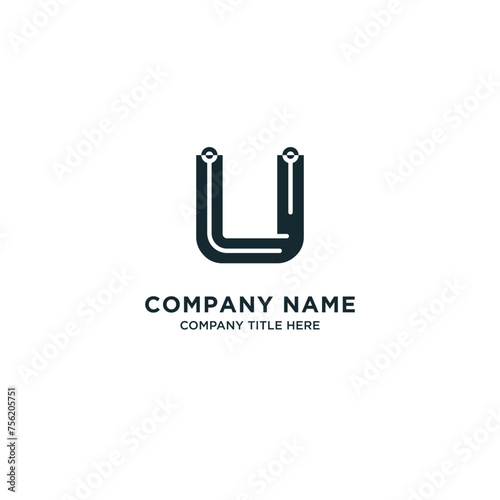 Business company letter u logo design with circuit technology concept