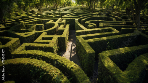 Bush maze. Labyrinth made from green bushes