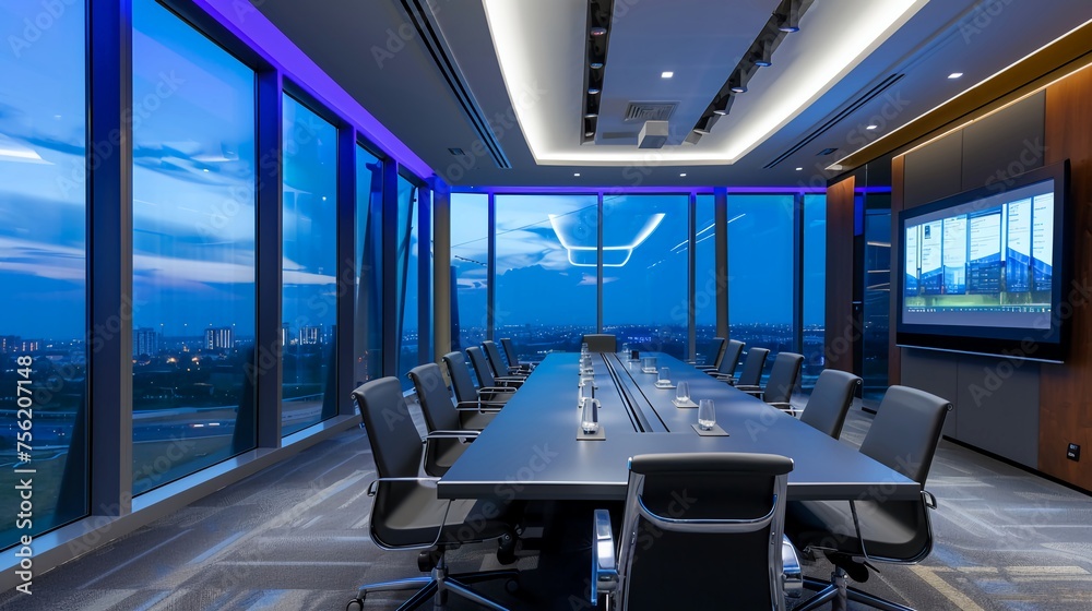 Fototapeta premium Sleek and Stylish Boardroom Environment Generative AI