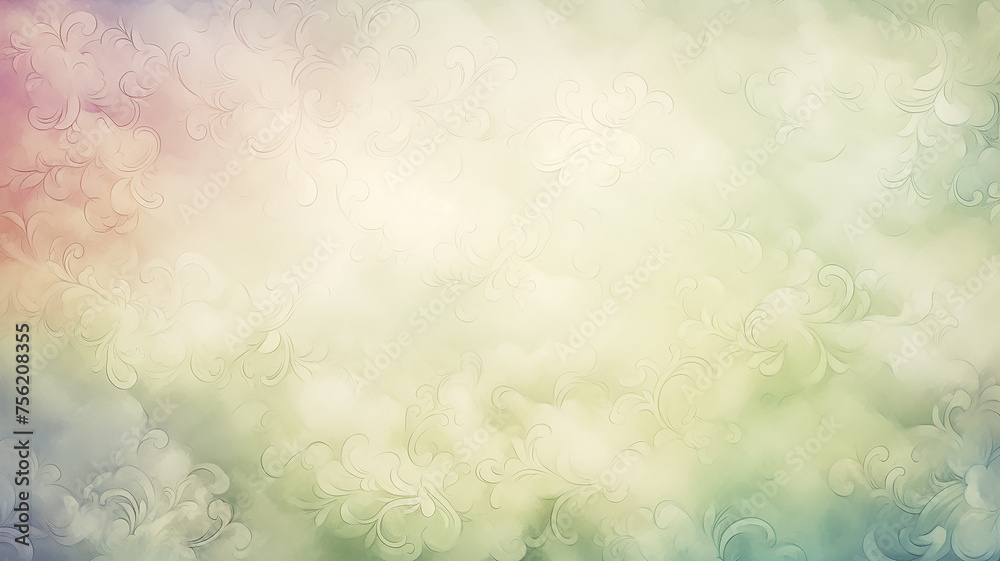 Light green background with foliage in watercolor style Light green background with foliage in watercolor style