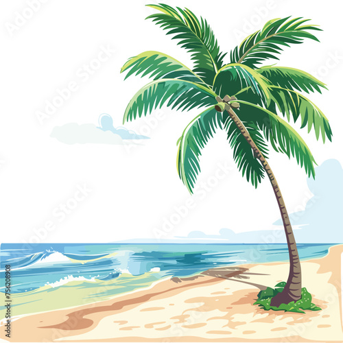 Tropical Beach Clipart isolated on white background