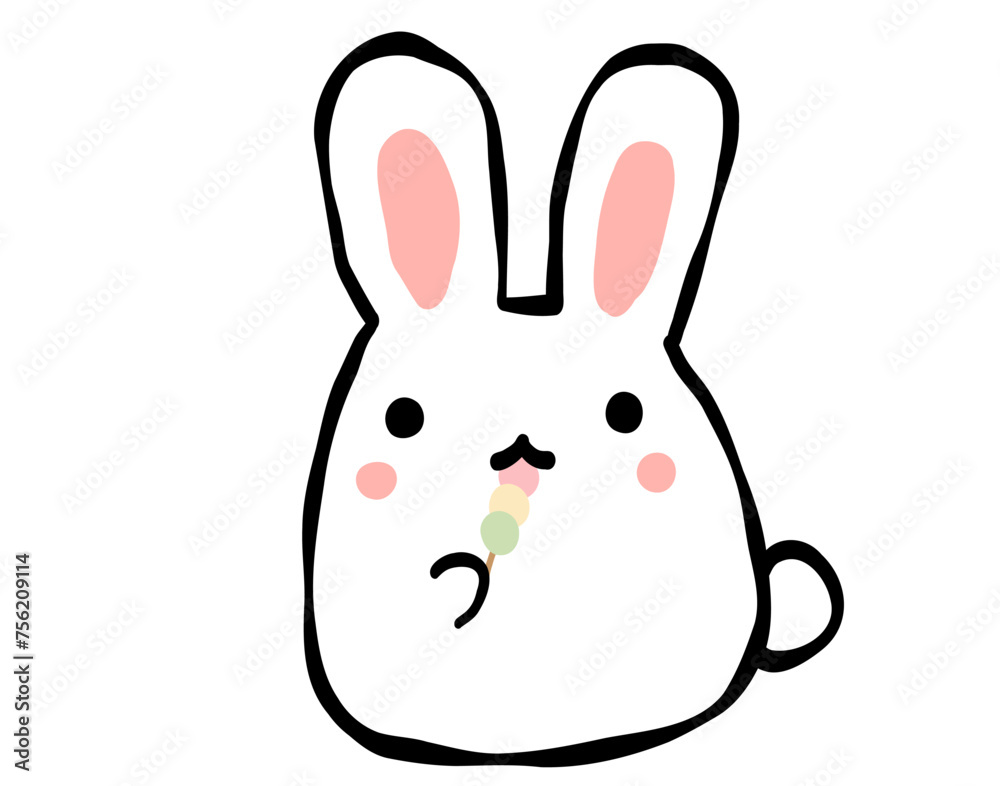 Obraz premium お団子を食べるうさぎ