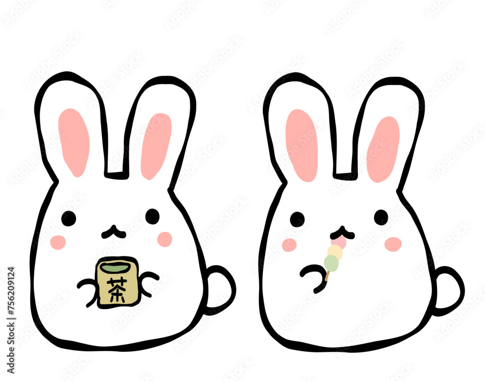 お茶菓子を食べてるうさぎ お茶菓子を食べてるうさぎ